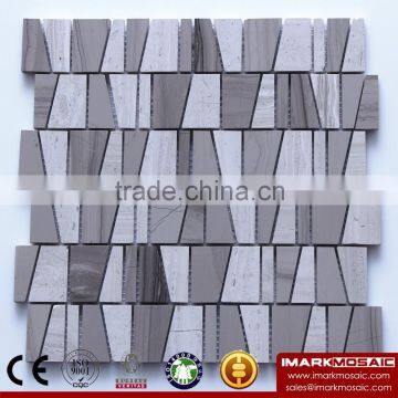 IMARK Ladder Shape China Athens Gray Mix Grey Wood Grain Marble Mosaic Backsplash Tile
