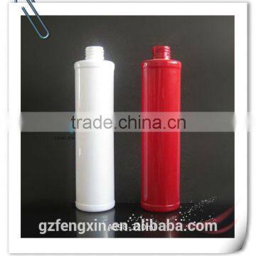 flat shoulder cylindrical round shaped PET material plastic bottle with sprayer pump 300ml