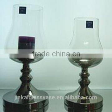 Silver sprayed glass candle holder