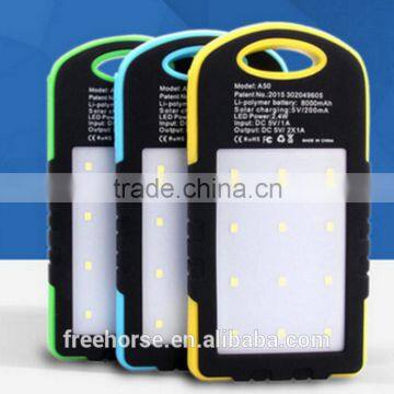 Manufacturer china,8000mAh solar battery charger good price with led torch light for outdoor