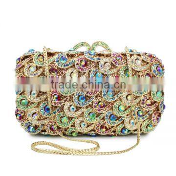 Latest Design Ladies Purse Hard Box Coloful Indian Bridal Clutch Purse Stone Party Bag (88161A-C) photo-2