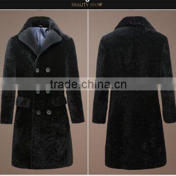Knee Long Sheepskin Shearling Coat Men Real Leather Sheepskin Jacket Winter Jacket photo-3