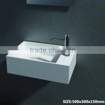 Italian Standard Acrylic Solid Surface Wall Hung Bathroom Wash Basin, ,Artificial Stone Wash Basin photo-3