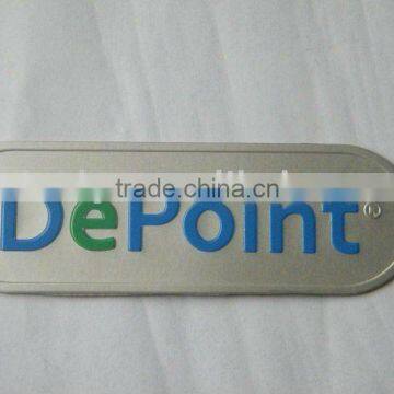 matte background aluminum plate with embossed and printed logo