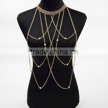 body chain necklace simple chain of pearls