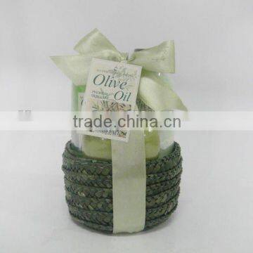 popular luxury bath gift kit with grass basket packaged