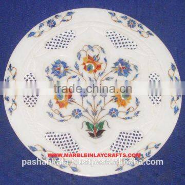 Marble Handmade Carving White Plate