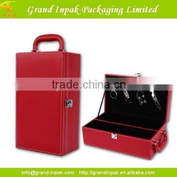 Faux Leather Gift Wine Glass Packaging Box With Handle