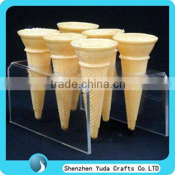Transparent U shape 6 cone acrylic ice cream display holder bending clear acrylic ice cream stand