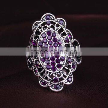 Colorful Crystal With Silver Plating Alloy Hot Sale Retaining Ring