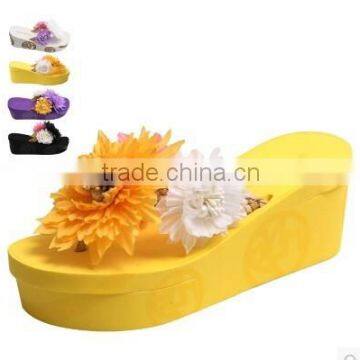 Women Summer flower platform beach wedding flip flops