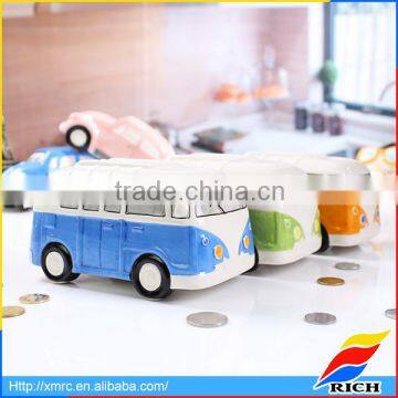 hot selling mini cool bus model coin bank souvenirs