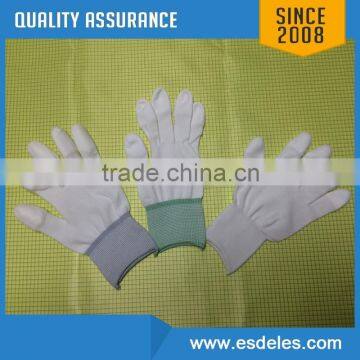 White Nylon PU Tip Palm Coating Antistatic ESD Gloves