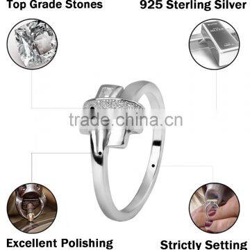 Hot Sale 925 Stering Silver Ring Zircon Design Lock Ring photo-2