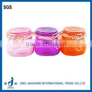 500ml clear airtight empty glass honey jar with metal clamp lid CK09E