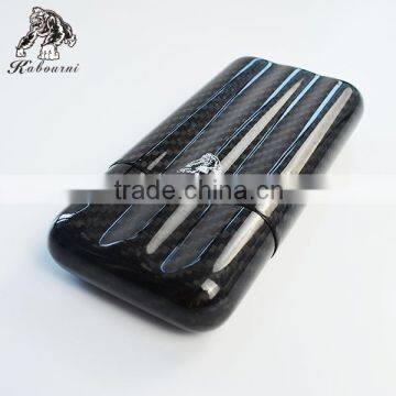 Hot Sale Cheap Price High Quality Good looking Black Carbon Fiber Cigar Holder fibre Travel Case 3 Tube with gift box