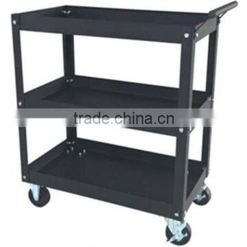 Black Rolling Metal 3 Tray Utility Tool Service Push Cart Shelf Storage Wheeled photo-4