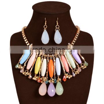 Factory directly wholesale resin beads necklace earring set wholesale