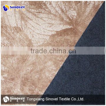 bronzing suede fabric with maple leaf pattern