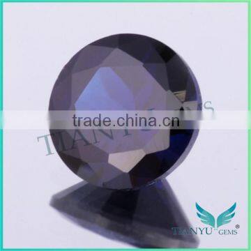 Artificial gem wholesale loose gemstones 35# round shape deep aquamarine gemstone prices