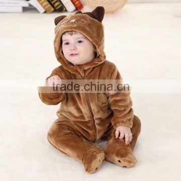 Cute Baby Boy Romper 2015 New Cartoon Baby Clothes Winter Animal baby romper Soft Flannel Climbing Boy Girl Cute Baby Boy Romper