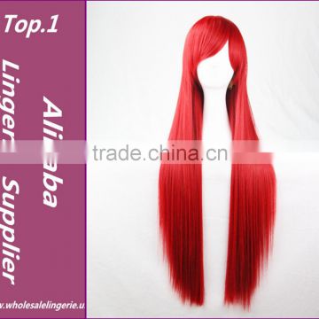 Hot Sale 100cm Long Straight white/pink/red ladies synthetic hair wig,heat fibre anime cosplay wig peruca