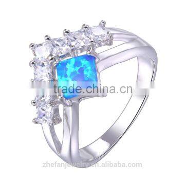 925 Sterling Silver White Topaz With Synthetic Opal Rings Jewelry