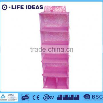 Pink flowers eco friendly non woven hanging storage organizer