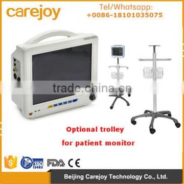 6 parameter 12 inch Patient Monitor device (ECG NIBP SPO2 TEMP RESP PR) trolley optional with CE certification