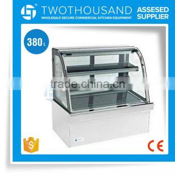 2-8 'C 380L 3 Shelves CE Certified for Large Luxury Glass Cake Display Cabinet