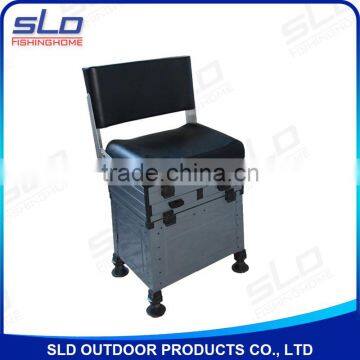 aluminum Fishing tackle tool seat Boxes with backrest with wooden side drawer