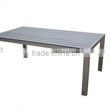 Outdoor garden brushed aluminum polywood table