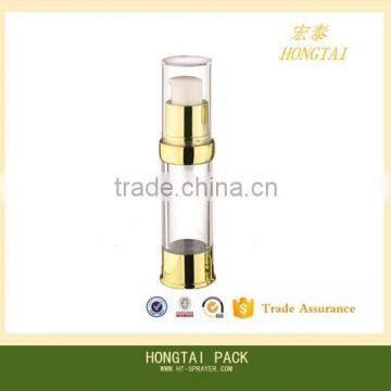 Plastic high quality golden color cosmetic plastic airless pump bottle