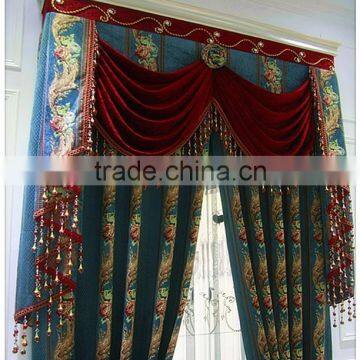 Antique Style Embroidered Organza Fabric Living Room Colorful Curtains With European Style Valances photo-2