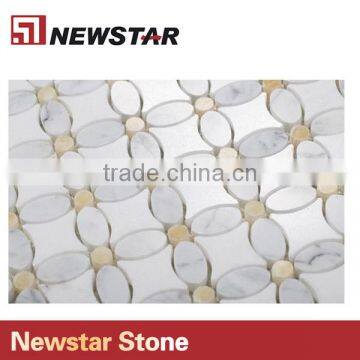 Newstar Hot Saling Italian White Carrrara Marble Flower Shape Mosaic photo-5
