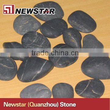 Washed Black flat river stone