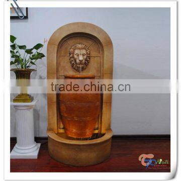 Beautiful resin decorative lion head wall fountain