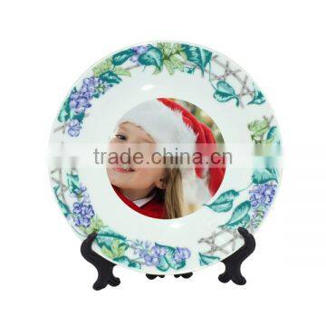 China Factory Personalized 8 inch sublimation glass plate with bean rattan