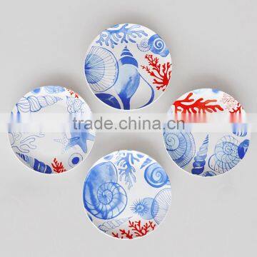 Set of 4 Dessert Plate, Porcelain with Decal Printing