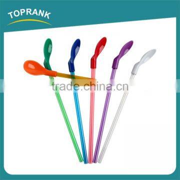 6pcs BPA free drinking straw ice cream spoon reusable plastic straw spoon