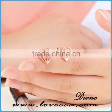 Fashion Jewelry Diamond Shaped Stud Earrings Men Rose Gold IP Stainless Steel Earring photo-4