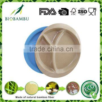 Diswasher safe inexpensive Round Bamboo Tray Children Plate