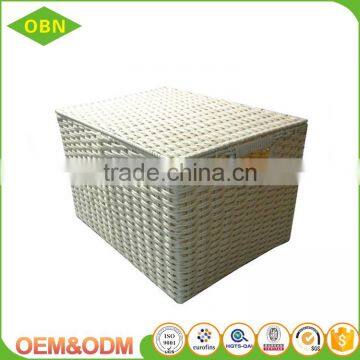 Rectangular waterproof rattan plastic laundry basket with lid