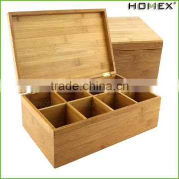 High Quality Eco-friendly Personalized Solid Bamboo Tea Box With Bamboo Lid/Homex_Factory