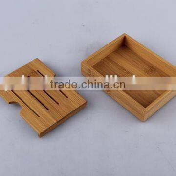 Double Layer Separable Bamboo Soap Box Rectangular Soap Dishes photo-3