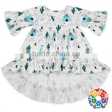 Custom Printed 0-6 Years Old Children T Shirts Wholesale Girls Boutique Half Sleeve Baby Girl Ruffle Shirts photo-2