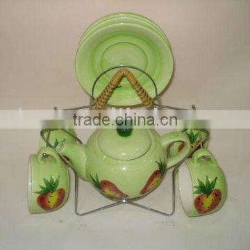 colourful porcelain tea set