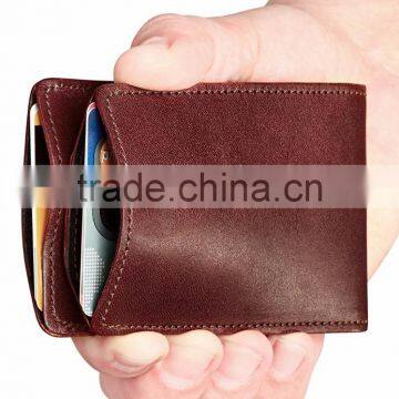Pull Tab Card Holder Ultra Slim Bifold Leather Wallet photo-4