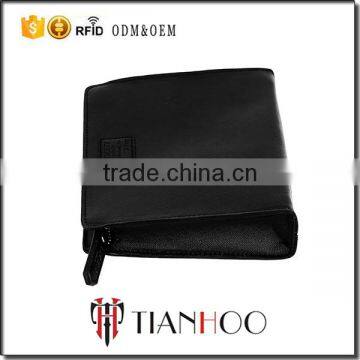 Black leather portfolio small hand bag genuine leather ladies clutch bag