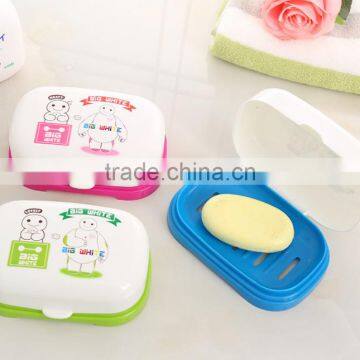 new creative portable plastic soap holder box with draining tray